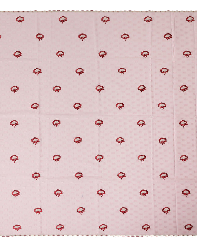 Light Pink Traditional Sudanese Thobe Fabric Pure Cotton Voile 4.5 Meters Piece Width 140 Cms Soft Breathable Ethnic Wear Material with Delicate Woven Motifs Made in India-D27588