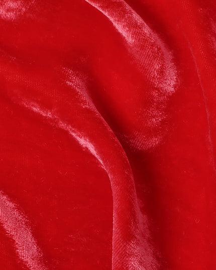Red Solid Silk Blended Velvet Fabric 140 Cms Width South Korea-D24993