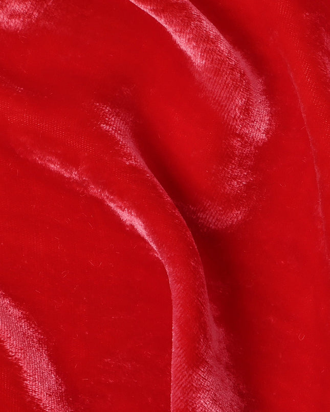 Red Solid Silk Blended Velvet Fabric 140 Cms Width South Korea-D24993