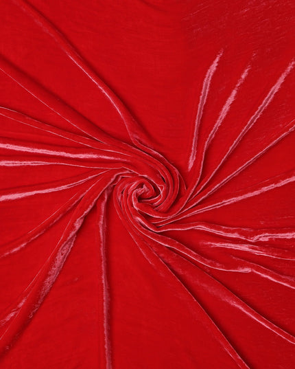 Red Solid Silk Blended Velvet Fabric 140 Cms Width South Korea-D24993