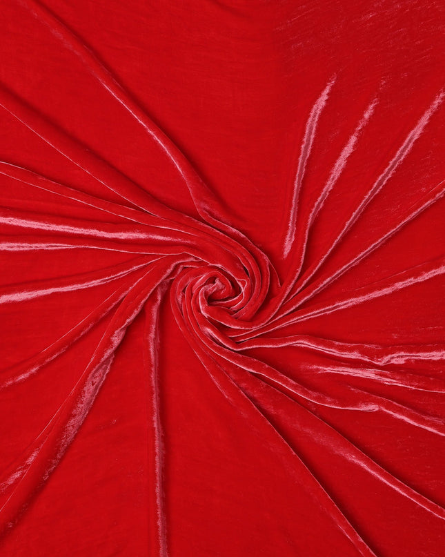 Red Solid Silk Blended Velvet Fabric 140 Cms Width South Korea-D24993