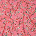 Pink Multicolor Floral Print Pure Silk Crepe Fabric, Width 110 Cms, Made in India-D26086
