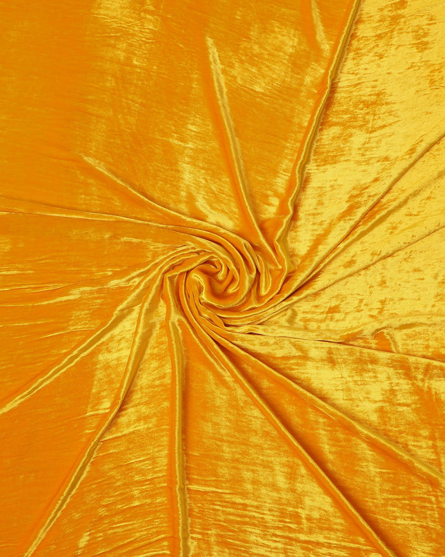 Golden Yellow Solid Silk Blended Velvet Fabric 140 Cms Width South Korea-D24994