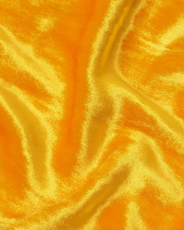 Golden Yellow Solid Silk Blended Velvet Fabric 140 Cms Width South Korea-D24994