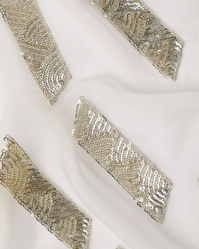 Pearl White Herringbone Silk Chiffon Fabric