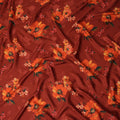 Orange Floral Crepe Fabric 140cm