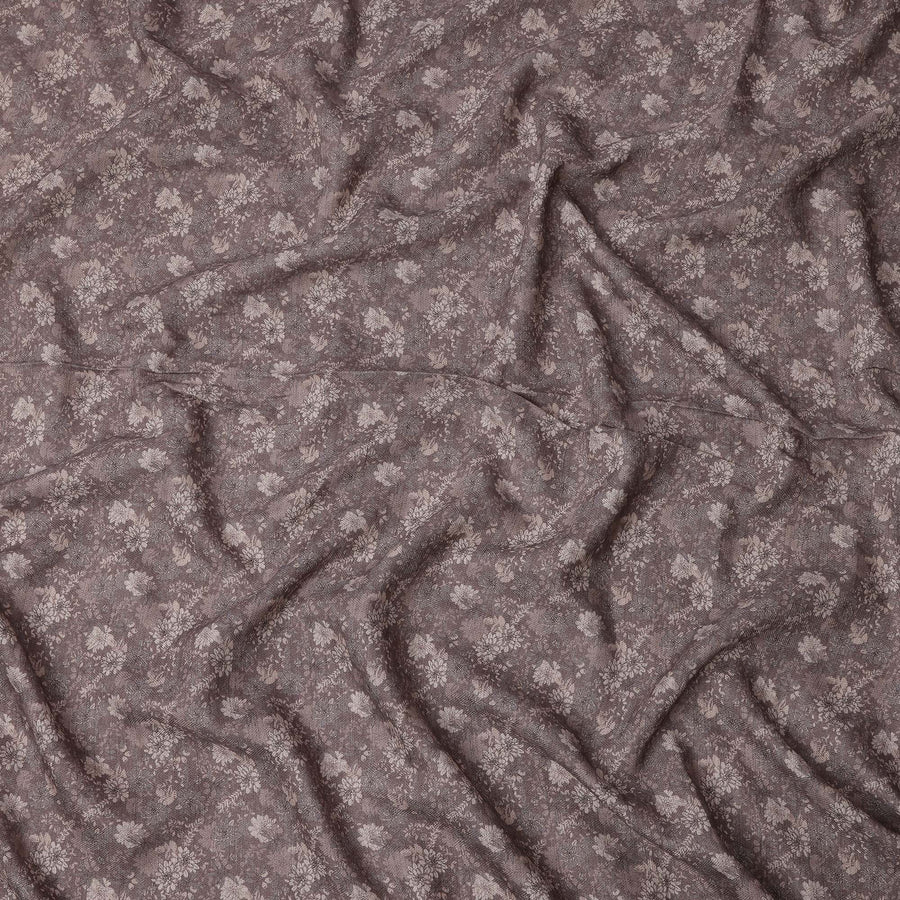 قماش بني من مزيج الكتان والفيسكوز بنقشة زهور رقيقة، عرض 110 سم، صنع في الهند - D25095