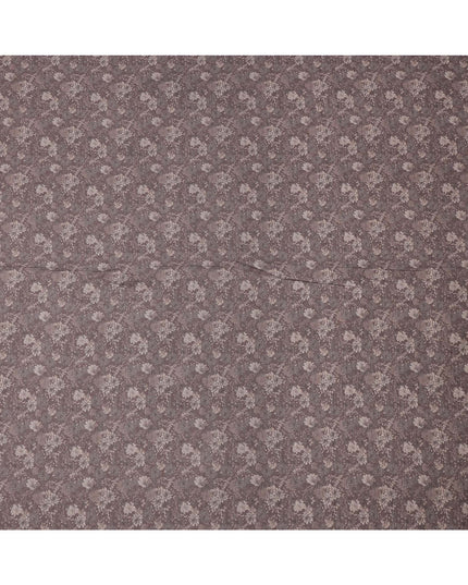قماش بني من مزيج الكتان والفيسكوز بنقشة زهور رقيقة، عرض 110 سم، صنع في الهند - D25095