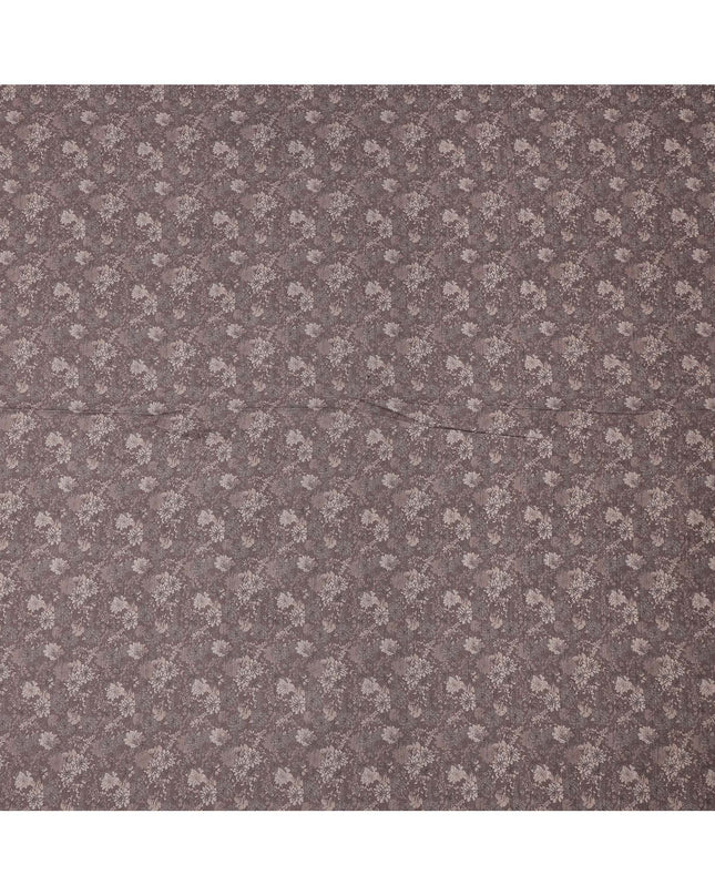 Brown Viscose Linen Blended Fabric with Subtle Floral Printed Design, 110 cms Width, Made in India-D25095