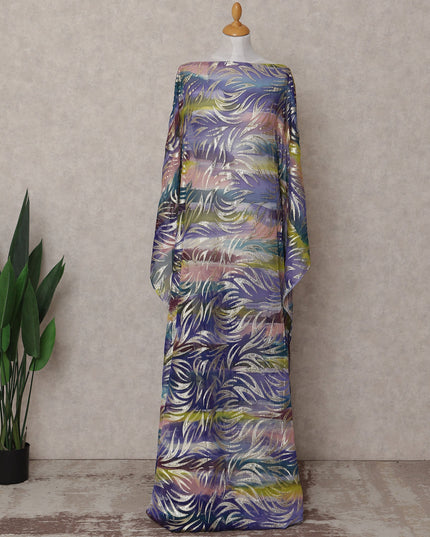 Multicolor Leaf Silk Chiffon Dirac 3.5 Meter Piece