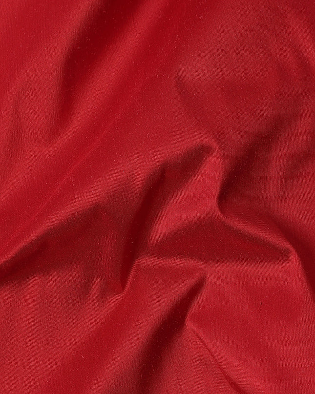 Red Plain Pure Raw Silk Fabric, 140 Cms Width, Made in India-D25982