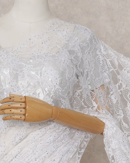 Frost White Chantilly Lace Saree