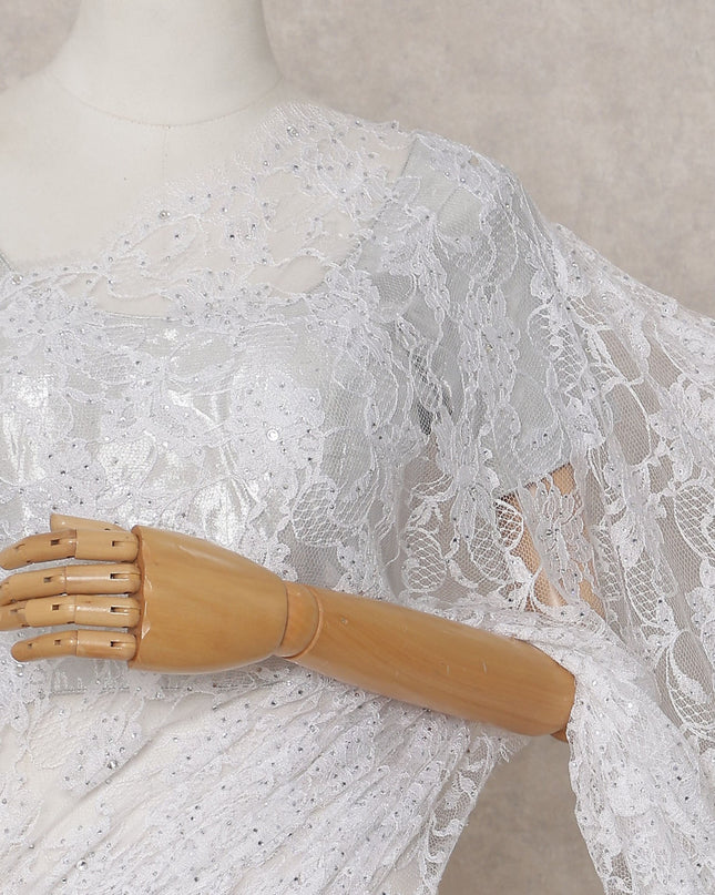 Frost White Chantilly Lace Saree
