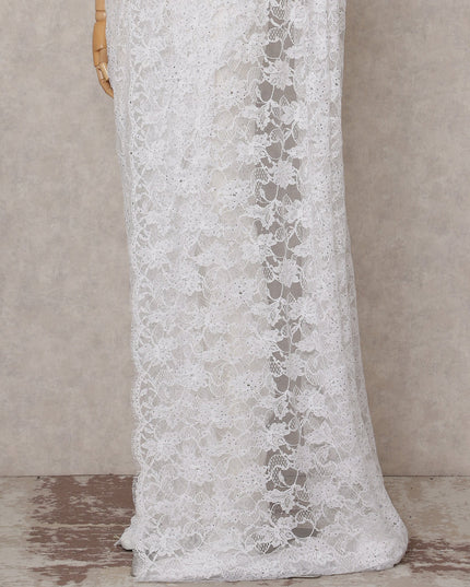 Frost White Chantilly Lace Saree
