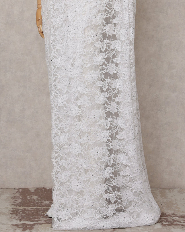Frost White Chantilly Lace Saree
