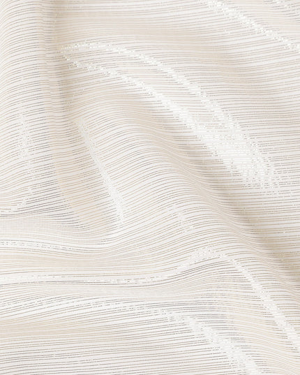 Ivory Metallic Silk Chiffon Piece