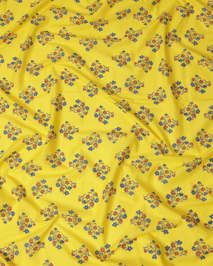 Yellow Floral Viscose Crepe Fabric 140cm