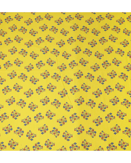 Yellow Floral Viscose Crepe Fabric 140cm