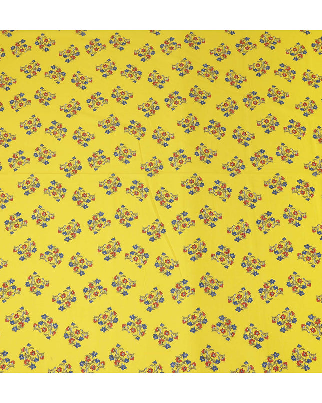 Yellow Floral Viscose Crepe Fabric 140cm