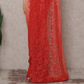Rose Coral Ombre Chantilly Lace Saree