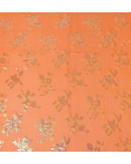 Orange Floral Silk Chiffon Garbasaar 2 Meter Piece