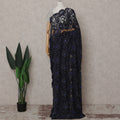 Navy Blue French Chantilly Lace Saree Piece