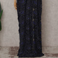Navy Blue French Chantilly Lace Saree Piece