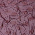 Mauve Floral Metallic Lurex Design Premium French Silk Chiffon Fabric, 110 Cms Width, Made in France-D25737