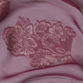 Mauve Floral Metallic Lurex Design Premium French Silk Chiffon Fabric, 110 Cms Width, Made in France-D25737