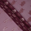 Mauve Floral Metallic Lurex Design Premium French Silk Chiffon Fabric, 110 Cms Width, Made in France-D25737