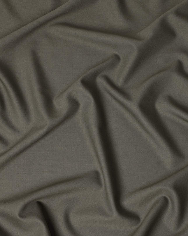 Olive Grey Solid Blended Poly Wool Suiting Fabric 150 Cms Width Smooth Soft Durable Wrinkle Resistant Material for Formal Suits Trousers Blazers-D28601 - Regal Fabrics