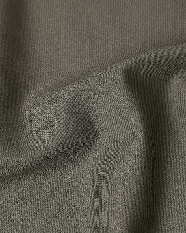 Olive Grey Solid Blended Poly Wool Suiting Fabric 150 Cms Width Smooth Soft Durable Wrinkle Resistant Material for Formal Suits Trousers Blazers-D28601 - Regal Fabrics