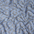 Blue Floral Embroidered Tussar Silk Fabric 110cm India