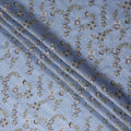 Blue Floral Embroidered Tussar Silk Fabric 110cm India
