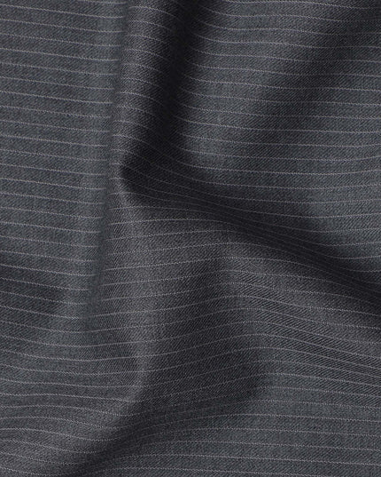 قماش صوف فاخر مخطط باللون الرمادي الفحمي، مقاس 150 سم، عرض 4 أمتار، المملكة المتحدة - D24951