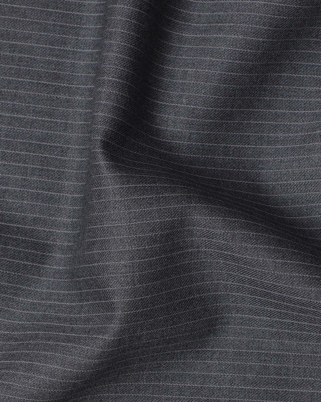 قماش صوف فاخر مخطط باللون الرمادي الفحمي، مقاس 150 سم، عرض 4 أمتار، المملكة المتحدة - D24951