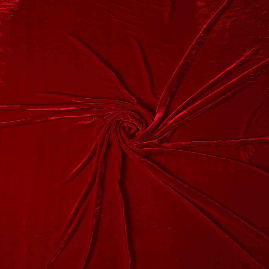 Crimson Red Premium Silk Blended Velvet Fabric with Lustrous Sheen and Luxurious Soft Texture, 140 Cms Width, Made in China-D25908