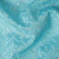 Turquoise Geometric Tussar Silk Fabric 110cm India