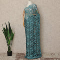 Slate Blue French Chantilly Saree Lace With Stone Work Elegant Floral Net Design 5.5 Mtrs Length 110 Cms Width Premium Soft Sheer Fabric France Origin-D28889 Regal Fabrics