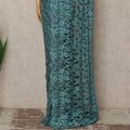 Slate Blue French Chantilly Saree Lace With Stone Work Elegant Floral Net Design 5.5 Mtrs Length 110 Cms Width Premium Soft Sheer Fabric France Origin-D28889 Regal Fabrics