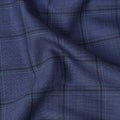 Blue Check Premium Super 130's Italian All Wool Suiting Fabric, Width 150 Cms, 3.50 Mtrs, Italy-D25452
