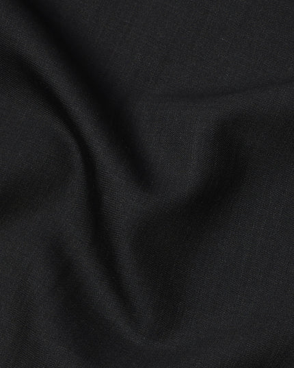 Jet Black Solid Premium Super 130's All Wool Suiting Fabric 150 Cms Width 3.5 Mtrs Italy-D24959