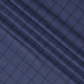 Blue Check Premium Super 130's Italian All Wool Suiting Fabric, Width 150 Cms, 3.50 Mtrs, Italy-D25452