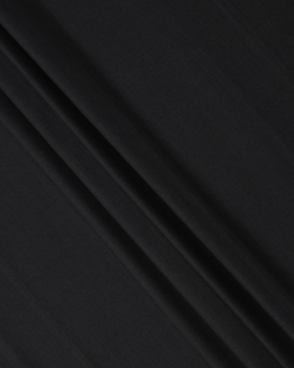 Jet Black Solid Premium Super 130's All Wool Suiting Fabric 150 Cms Width 3.5 Mtrs Italy-D24959