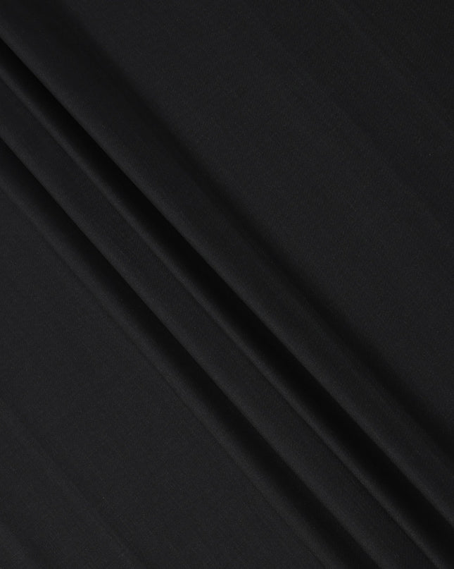 Jet Black Solid Premium Super 130's All Wool Suiting Fabric 150 Cms Width 3.5 Mtrs Italy-D24959