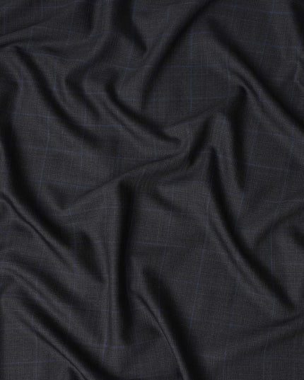 Charcoal Windowpane Wool Suiting Piece
