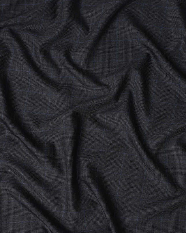 Charcoal Windowpane Wool Suiting Piece