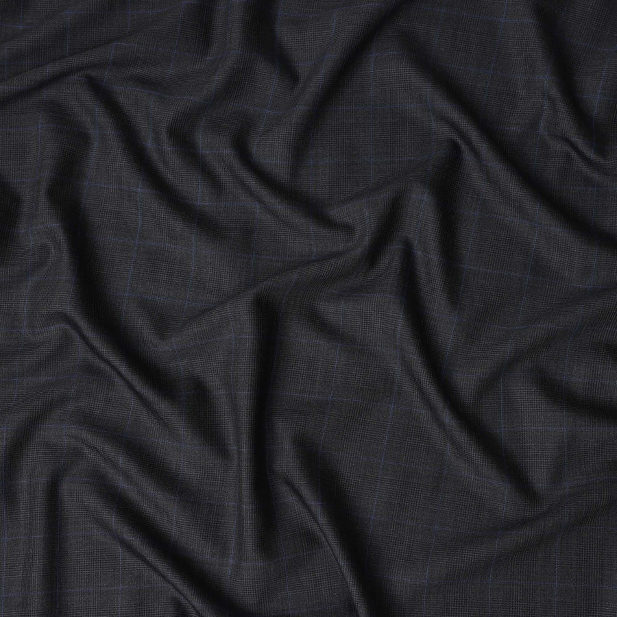 Charcoal Windowpane Wool Suiting Piece