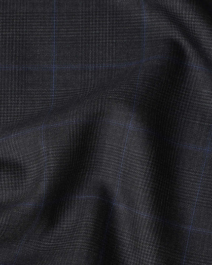 Charcoal Windowpane Wool Suiting Piece