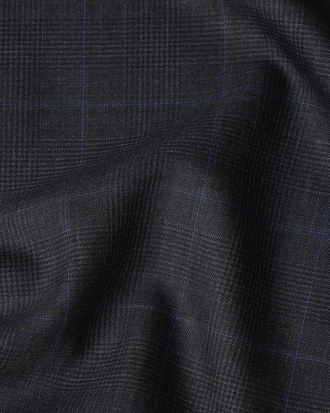 Charcoal Windowpane Wool Suiting Piece